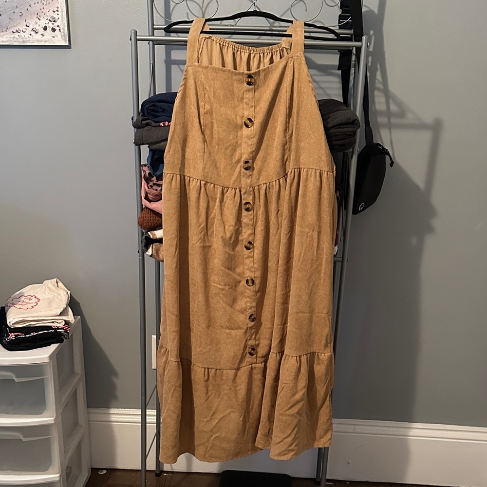 SHEIN Tan Button-Down Dress